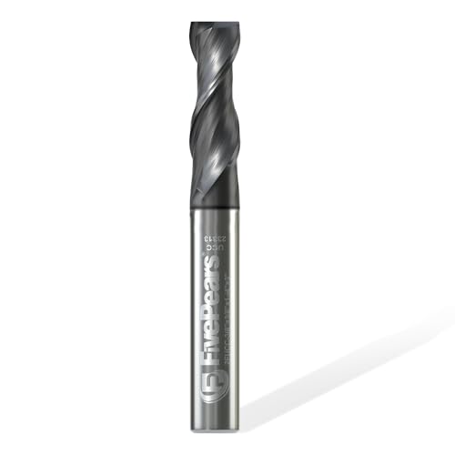 FIVEPEARS up-cut spiral router bit, 3/8-inch carbide shank and cutting diameter, 1-1/4-inch cutting length