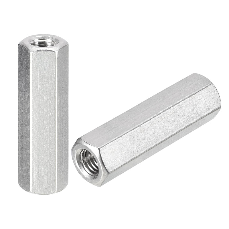 [Australia - AusPower] - uxcell M10 x 1.5-Pitch 60mm Length Coupling Nuts, 2pcs 304 Stainless Steel Metric Hex Rod Coupling Nuts M10x60mm 