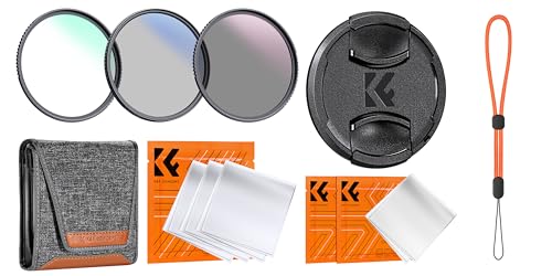 K&F CONCEPT 37mm 4-in-1 Center Pinch Lens Cap Cover + UV/CPL/ND Lens Filter Kit (3 Pieces)