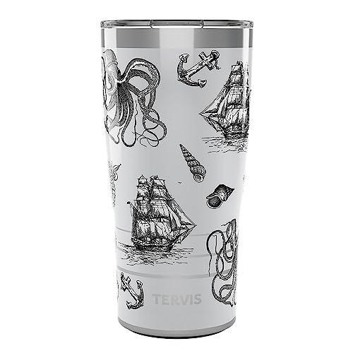 Tervis Traveler Old Time Nautical Triple Walled Insulated Tumbler Travel Cup Keeps Drinks Cold & Hot, 20oz, Stainless Steel