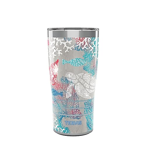 Tervis 20oz Stainless Steel Triple Walled Insulated Tumbler, Ocean Life Dive, Keeps Drinks Cold & Hot, Travel Cup with Lid 20 Ounces