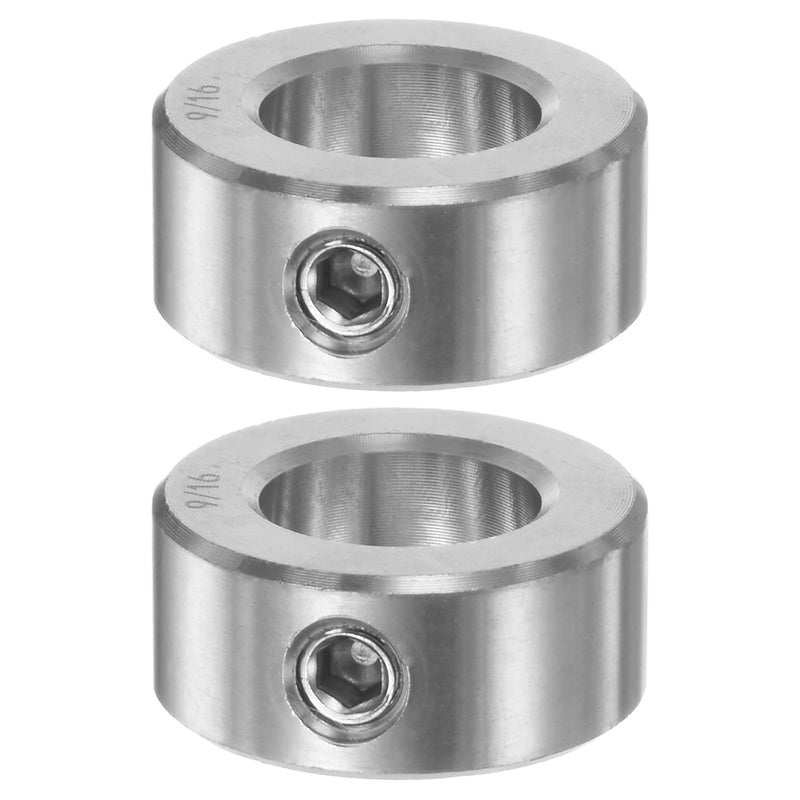 [Australia - AusPower] - HARFINGTON 2pcs Shaft Collar 9/16" Bore 304 Stainless Steel Set Screw Shaft Collars, 1" OD, 7/16" Width, for Wheel Barrow Axle, Gearbox Assemblies, Machine Tools, Industry 