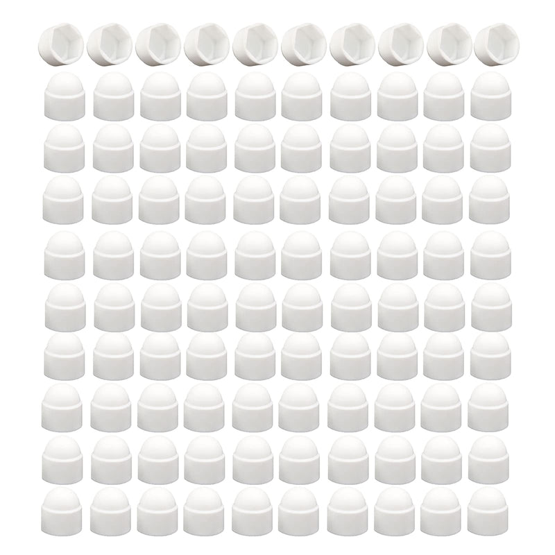 [Australia - AusPower] - Plastic Nut and Bolt Protection Dome Cover, White Hex Nut Protective Caps Cover, No Thread, M12 x 18mm, 100 PCS 
