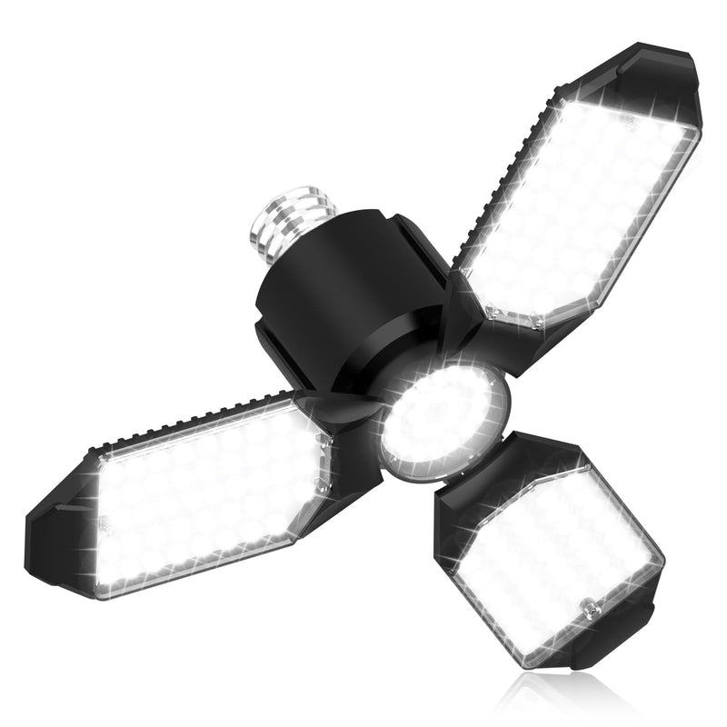 [Australia - AusPower] - LED Garage Light Bulb, 8000LM Shop Lights with 3+1 Deformable Panels, 6500K Screw in Ceiling Lights for Garage, Workshop, Workbench, Basement 1 Pack 