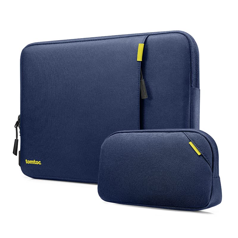 [Australia - AusPower] - tomtoc 360 Protective Laptop Sleeve Set for 15-inch New MacBook Air M2 A2941 2023, 15 Inch Microsoft Surface Laptop 5/4/3, Dell XPS 15 Plus, Water-Resistant Laptop Case Bag Navy Blue 