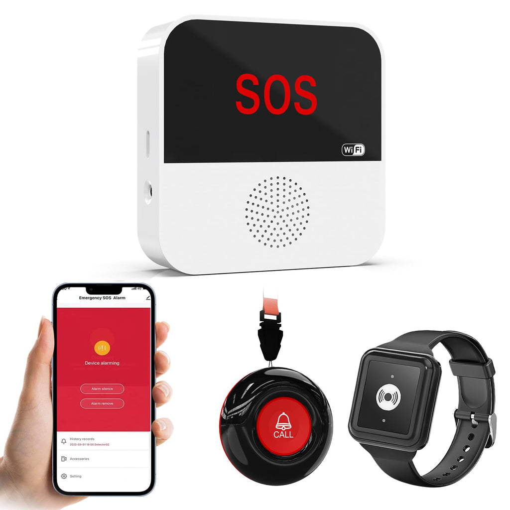 [Australia - AusPower] - WiFi Wireless Caregiver Pager Call Button System Emergency Alert System Life Alert Button for Seniors Patient Disabled Elderly 1 Call Button 1 Watch Button 1 Receiver(only Supports 2.4GHz Wi-Fi) 1 Button & 1 Watch & 1 Receiver 