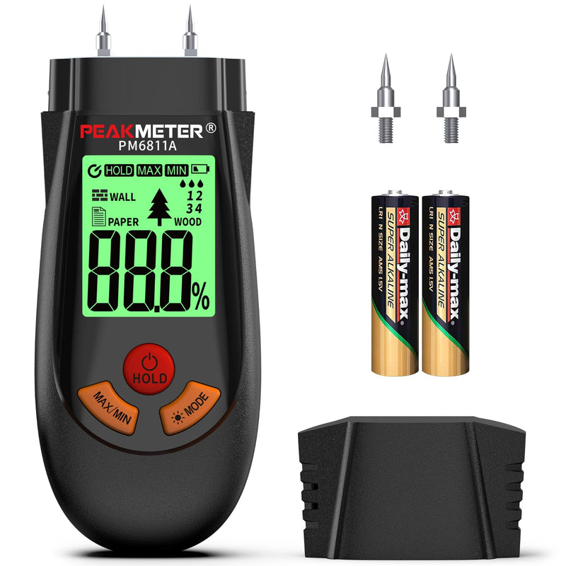 [Australia - AusPower] - Digital Moisture Meter, with battery and LCD display, suitable for quick determination of moisture content of many types of logs, paper, plywood, plaster walls, floor coverings, etc. 