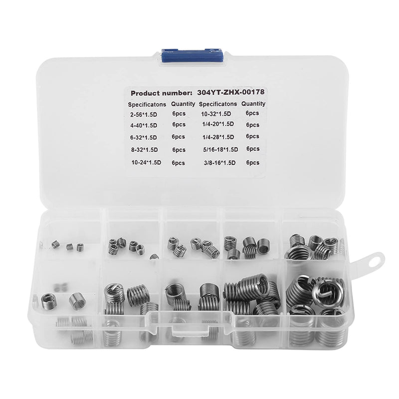 [Australia - AusPower] - 60PCS Wire Insert Thread Repair Kit, 304 Stainless Steel Wire Screw Sleeve Thread Repair Inserts Assortment Kit 