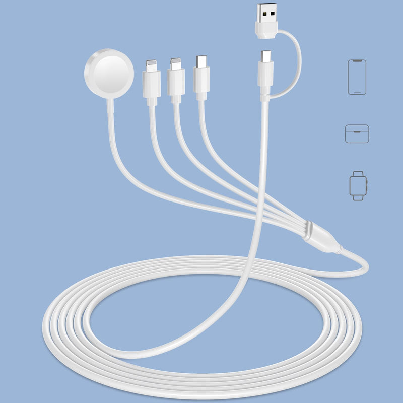 [Australia - AusPower] - Multi Charging Cable Replacement for Apple Watch iPhone Charger 4 in 2 Universal Travel Cord with Lighting USB C for iWatch Series SE/8/7/6/5/4/3/2/1 & iPhone/Airpods/Samsung S23 S22 S21-4FT 