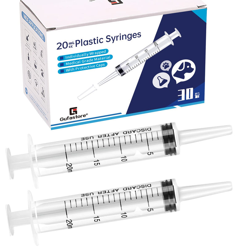 Pack of 30 20 ml Syringes with Protective Caps for Small Pet Feeding Industrial Precision Application Pack of 30 - 20 ml