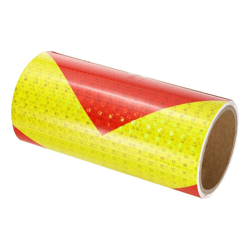 PATIKIL Reflective Tape, 8 Inch x 10 FT Waterproof High Visibility Self-Adhesive Warning Safety Tape Reflective Stickers External Accessories for Cars Trailers, Yellow Red 8 Inch x 10 Feet 1