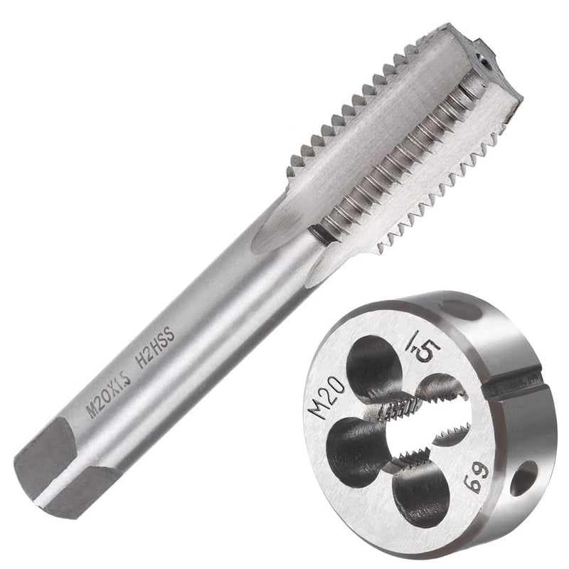[Australia - AusPower] - M20 X 1.5 Metric Tap and Die Set M20 X 1.5mm HSS Straight Fluted Machine Thread Right Hand Screw Tap and Round Threading Die m20*1.5 