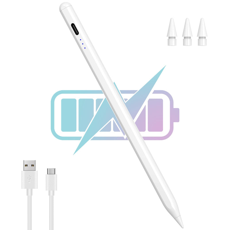[Australia - AusPower] - Stylus Pen 2.5X Faster Charge, Compatible with iPad 10th/9th/8th, iPad Pro (12.9"/11") in 2018-2023, iPad Mini 6th/5th, iPad Air 5th/4th/3rd, with Palm Rejection, More Durable Tip, White 