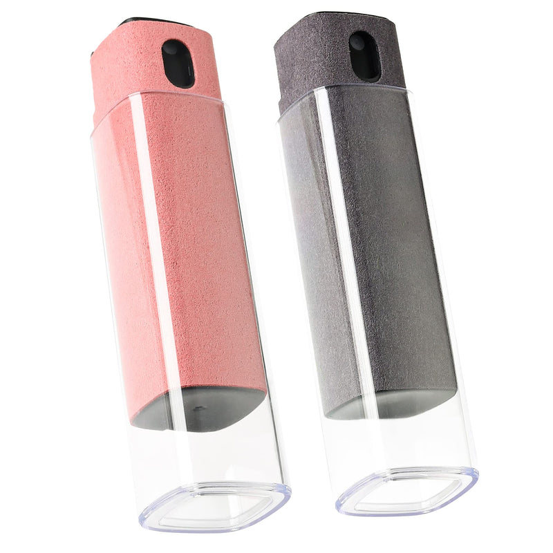 [Australia - AusPower] - 2 Pcs Screen Cleaner Kit, 3-in-1 Touchscreen Mist Cleaner Spray Bottle Tool & Microfiber Cloth for Phone/Laptop/Tablet/TV/Monitor/Car Screens(Pink+Grey) 2 Pcs-Pink+Grey 