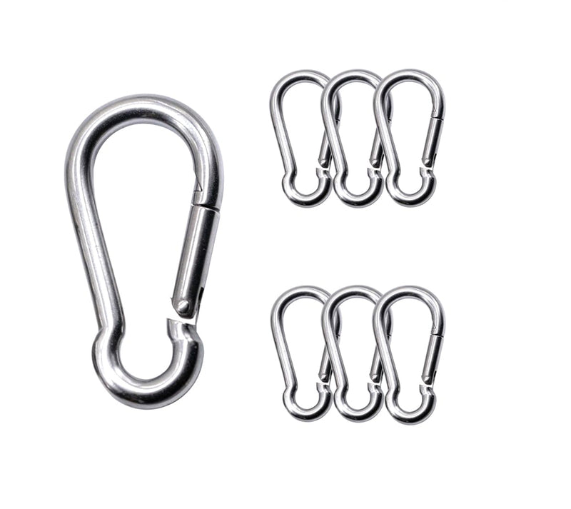 [Australia - AusPower] - 6Pcs Spring Snap Stainless Steel Hook Carabiner 2.36 Inch for Outdoor Sport Backpack 