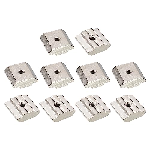 uxcell T Nuts, 50pcs - Nickel Plated Carbon Steel T Slot Bolts, 3030 Series M3 Hammer Head Fastener, Sliding T Nuts for Aluminum Extrusion Profile (Silver)