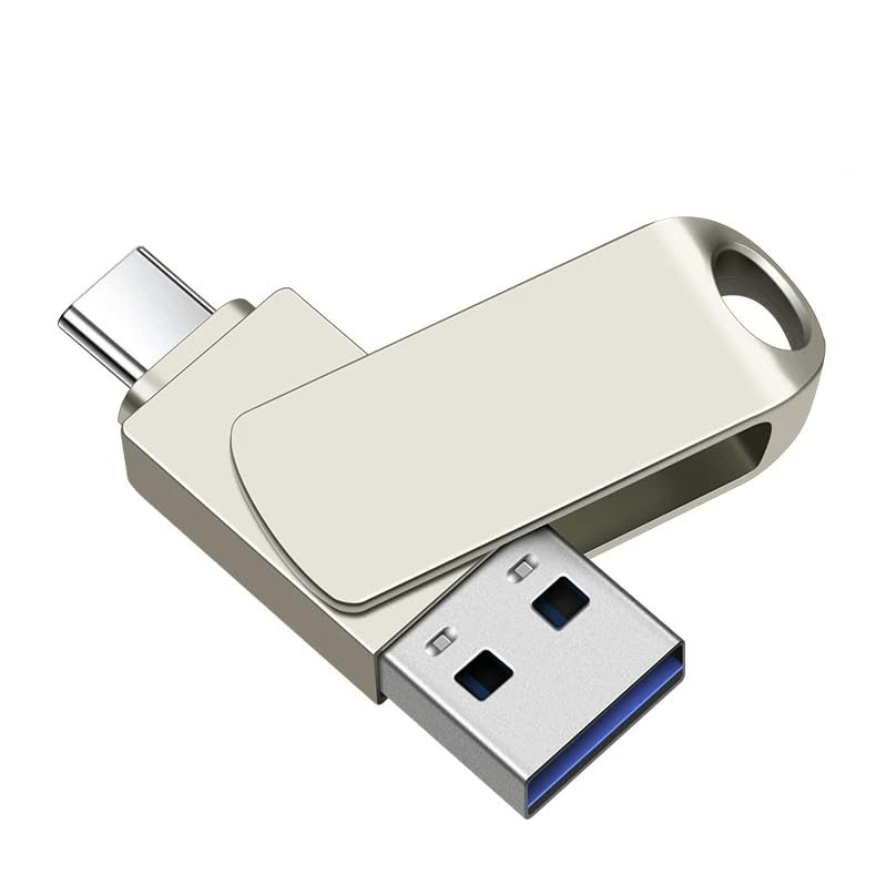 [Australia - AusPower] - 1TB USB 3.0 Flash Drive, USB A & USB C/Type C Dual Drive OTG, Thumb Drive silvery 