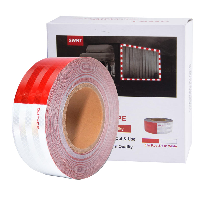 [Australia - AusPower] - DOT-C2 Reflective Tape 2 Inch x 30 Feet Red White Reflective Tape Outdoor Waterproof Conspicuity Strong Adhesive Reflector Tape Warning Safety Reflective Tape for Vehicles Trailers Boats Signs 2 IN x 30 FT White & Red 