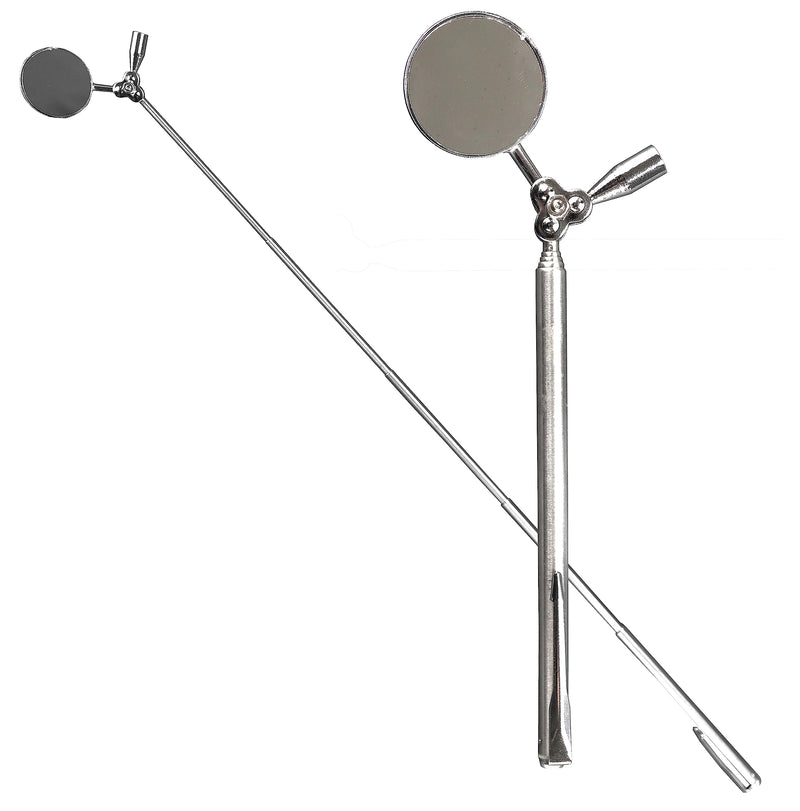[Australia - AusPower] - 2-in-1 Telescoping Inspection Mirror Magnetic Pickup Tool 2-Pack - Stainless Steel, Extendable 6.5-20 inches with 360° Pivot - Pen Clip Magnet / Mirror 