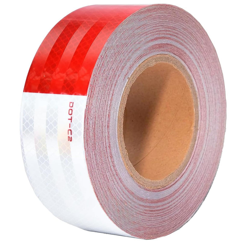 SWRT 2 Inch x 160 Feet DOT-C2 Reflective Tape Red White Reflective Tape Outdoor Waterproof Conspicuity Strong Adhesive Reflector Tape Warning Tape for Vehicles Trailers Boats Signs 2IN x 160FT