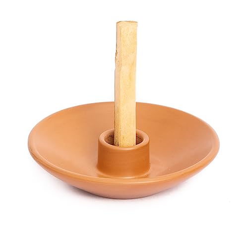 Luna Sundara Handmade Ceramic Palo Santo Holder with 5 Sticks, Brown