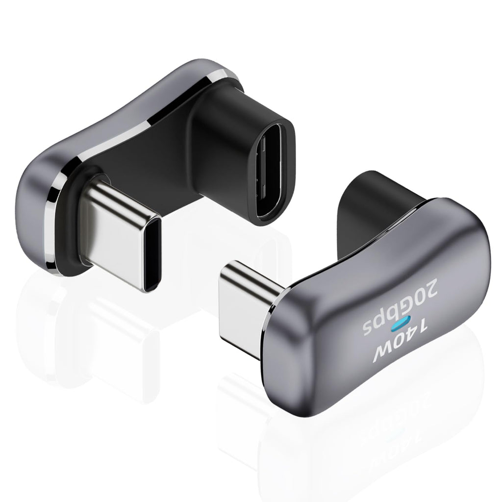 [Australia - AusPower] - AreMe 180° USB C Adapter (2 Pack), 180 Degree Angle USB-C Male to USB-C Female 20Gbps PD 140W Adapter for Steam Deck,Switch,Laptop,Tablet,Phone and More Type C Devices 