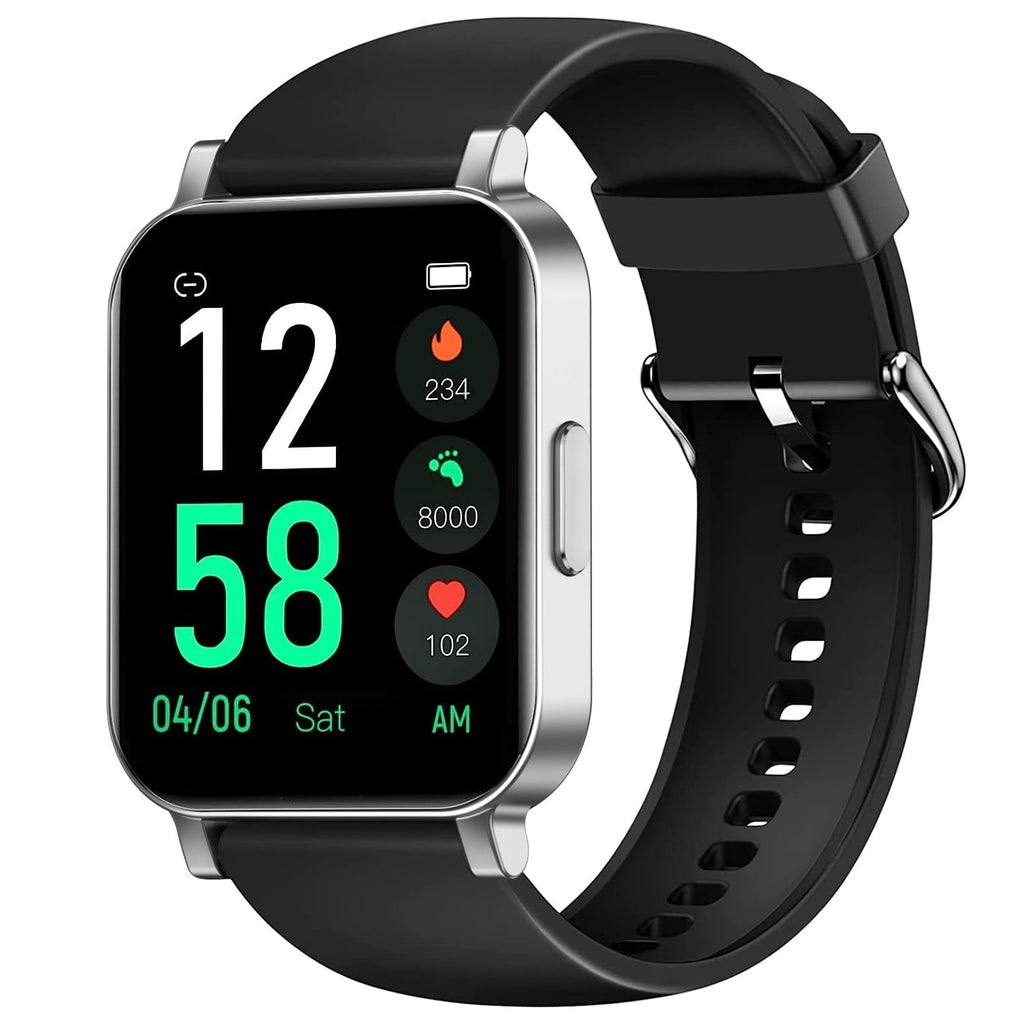[Australia - AusPower] - EURANS Smart Watch 41mm, Full Touchscreen Smartwatch, Fitness Tracker with Heart Rate Monitor & SpO2, IP68 Waterproof Pedometer Watch for Women Men Compatible with iOS & Android Phones… B09KH59C8K Silver Black 