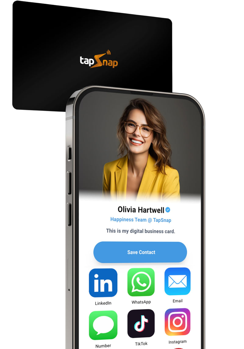 [Australia - AusPower] - Digital Business Card by TapSnap | No Subscription/No Fee | Tap to Share Smart NFC | Custom Business Card | Smart Networking Card | iPhone & Android (Black) Black 