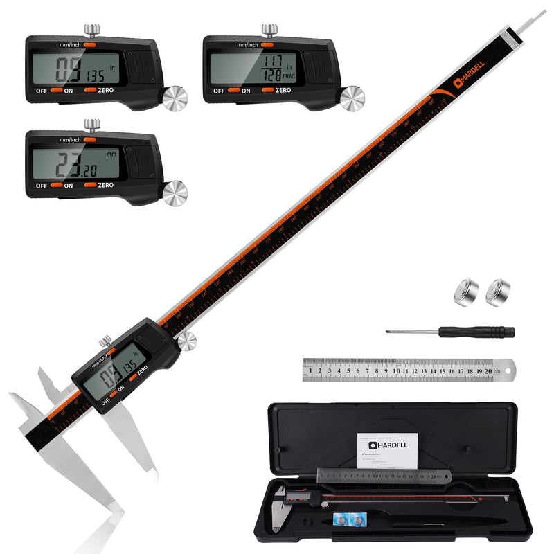 [Australia - AusPower] - Digital Caliper 12 Inch,HARDELL Caliper Measuring Tool with Large LCD Screen,Electronic Digital Vernier Caliper Auto-Off Feature,Inch/MM/Fraction,Digital Ruler for 3D Printing/Jewelers/Woodworkers 