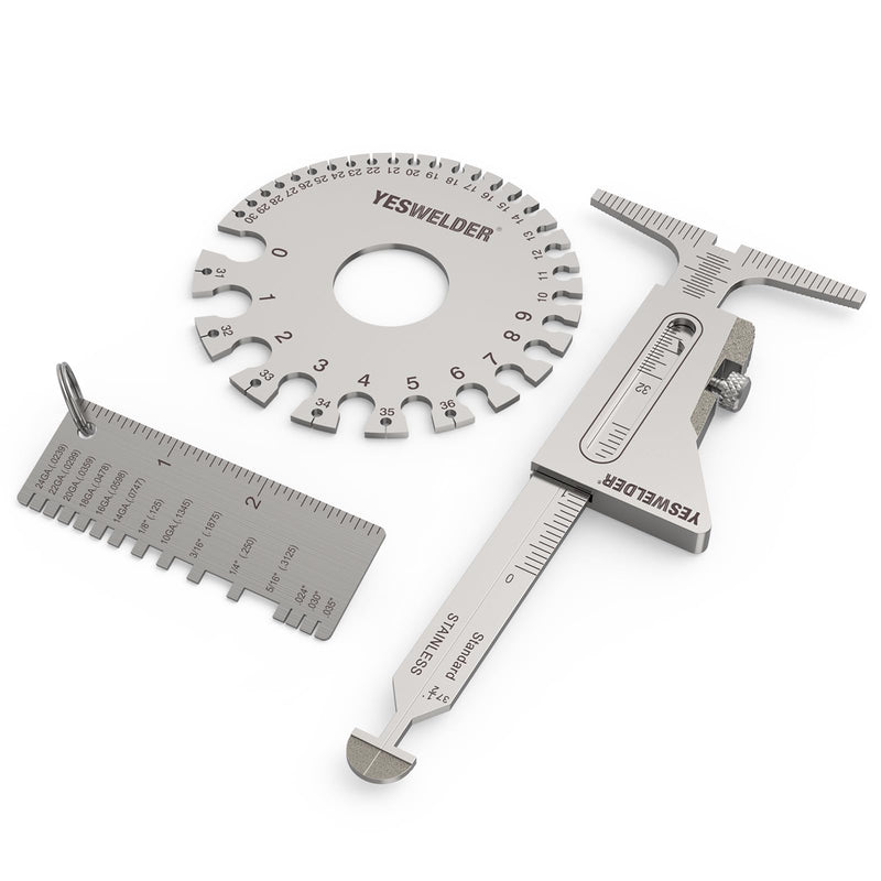 [Australia - AusPower] - YESWELDER LG-03+Hi-Lo Gauges (Round Dual Sided Metal Sheet Guage & Metal Sheet Thickness Gauge 2pk + HI-LO Stainless Steel Welding Gauge Inch&Metric for Measurement of Pipe) 