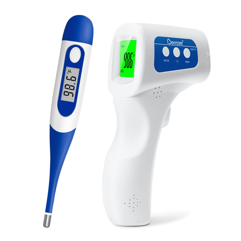 [Australia - AusPower] - Value Bundle with Berrcom Digital Thermometer DT008 and Berrcom Non Contact Infrared Thermometer for Adults and Kids JXB178 