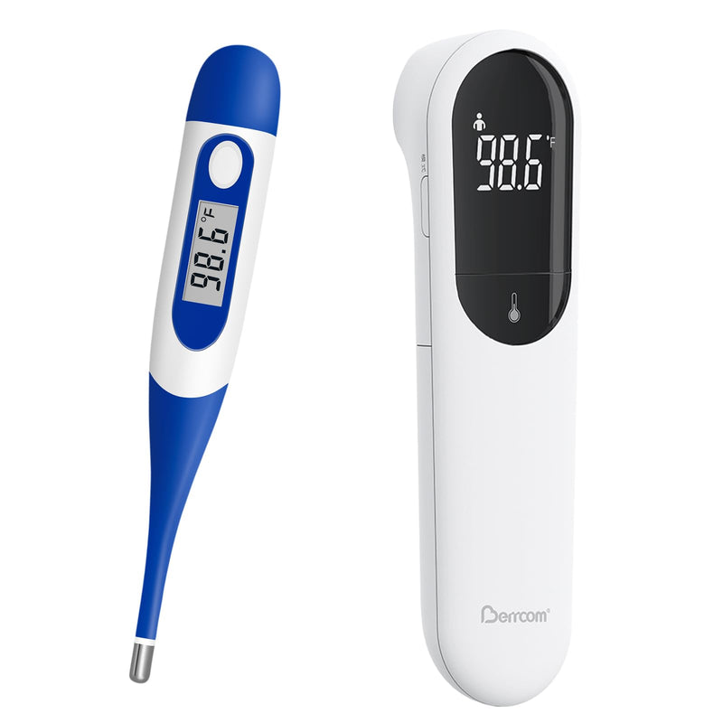 [Australia - AusPower] - Value Bundle with Berrcom Digital Thermometer DT008 and Berrcom No Touch Forehead Thermometer for Adults and Kids JXB315 