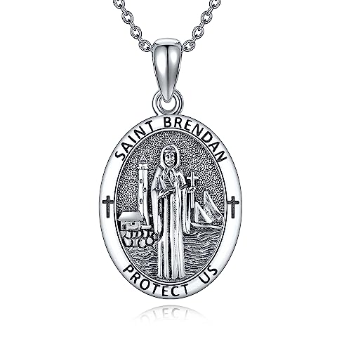 DAYLINLOVE Sterling Silver Religion Jewelry Saint Michael/Saint Raphael/Praying Hands Coin Medal Pendant Necklace Saint Archangel Protection Jewelry for Men Women saint brendan necklace