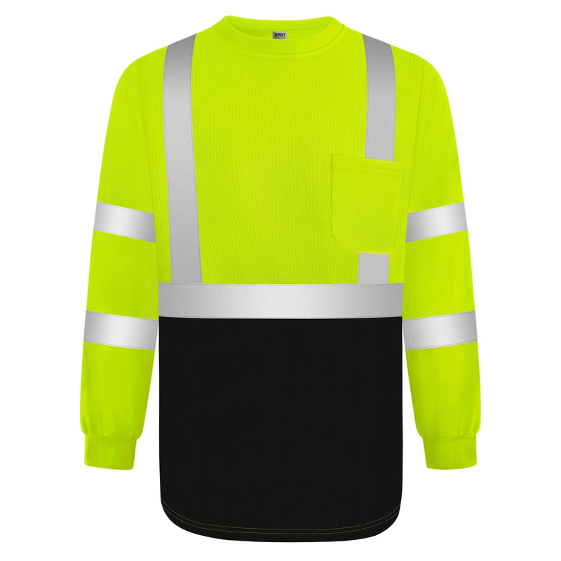 TCCFCCT Safety Shirt for Men Women - Class 2 High Visibility Long Sleeve Reflective Hi Vis - Construction Work Wear with Black Bottom, Durable, Breathable, Yellow S Small 1 Pack-yellow & Black