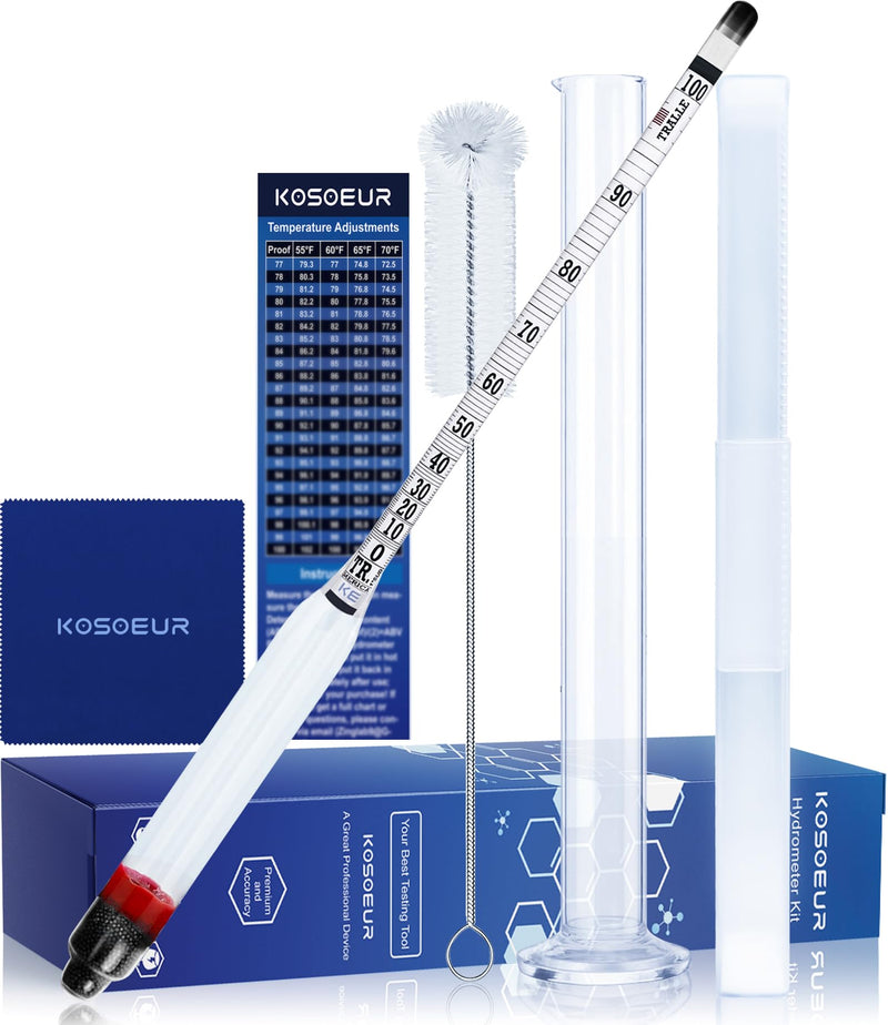 [Australia - AusPower] - Hydrometer Alcohol Meter Kit, Hydrometer Alcohol 0-200 Proof and Tralle, Alcohol Tester for Liquor, Alcohol Hydrometer for Moonshine, Liquor, Spirits, Proofing, Distilling, with Hydrometer Test Jar 