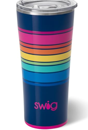 Swig Life 22oz Insulated Tumbler, Travel Coffee Tumbler with Lid, Cup Holder Friendly Travel Coffee Mug, Stainless Steel (Electric Slide)