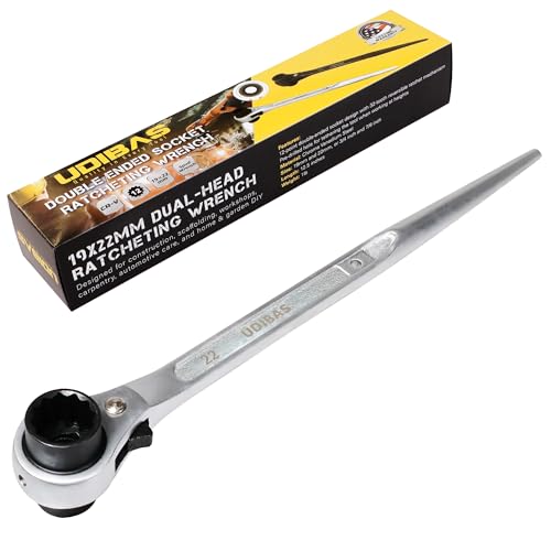 Udibas silver 19mm x 22mm 12-point double-ended socket ratcheting podger scaffold spud wrench