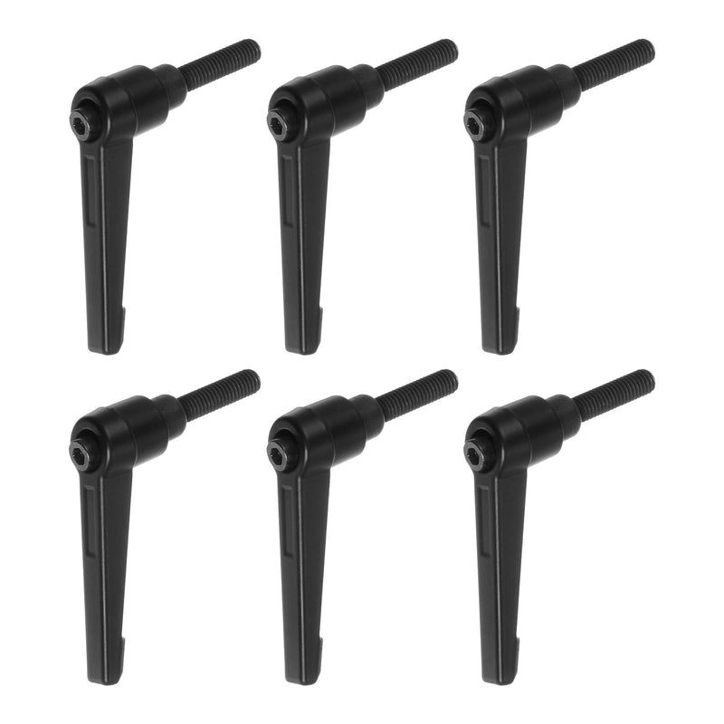 [Australia - AusPower] - 6pcs Adjustable Clamping Lever Handles M6 x 20mm Male Thread Bolt Knobs Rotating Screw Locking Quick Release Ratchet Push Button Handle, Black 