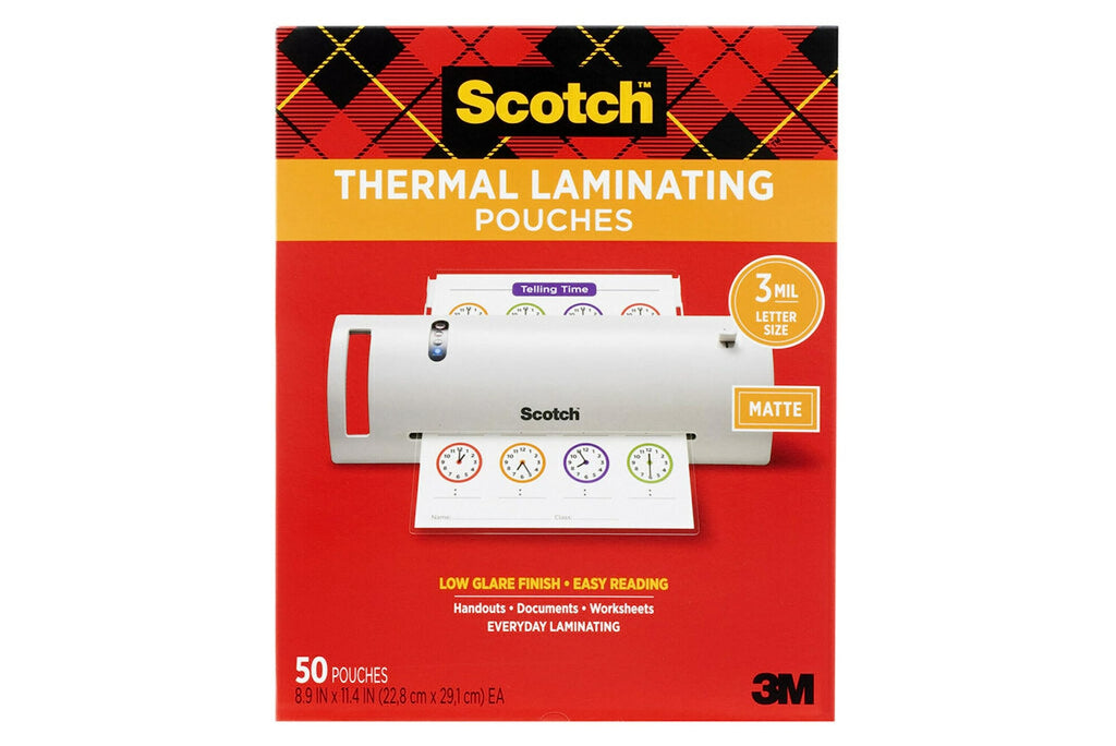 [Australia - AusPower] - Scotch Matte Thermal Laminating Pouches, Ultra Clear with Matte Finish, Letter Size 8.9 in x 11.4 in, 50-Pack 