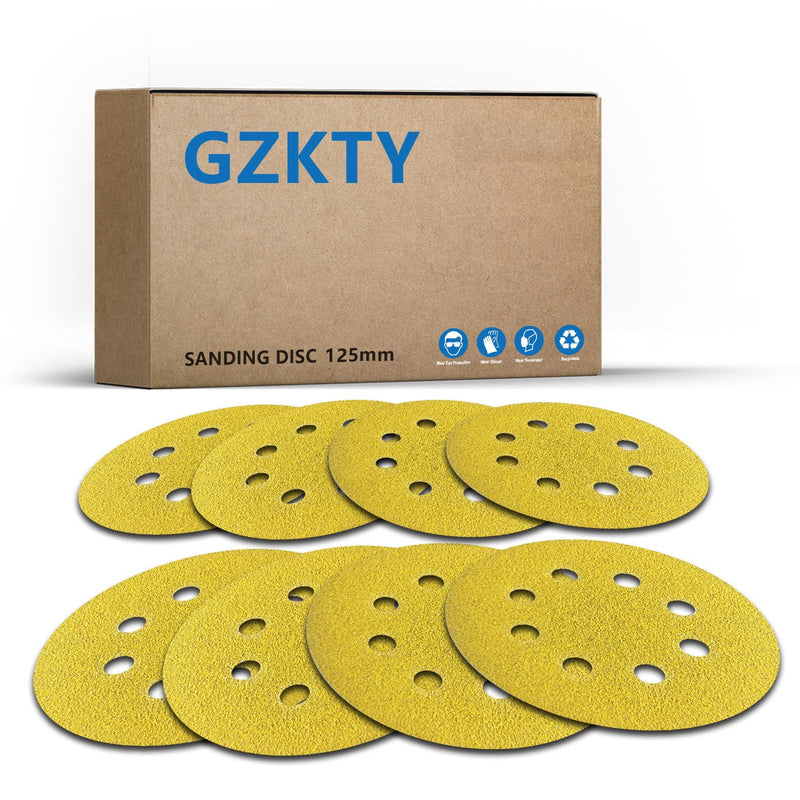 Sandpaper 125 mm 80 Grit (Pack of 80) - 8 Hole Sanding Discs | For Random Orbital Sanders, Wood & Metal 80 pieces - 80 grit