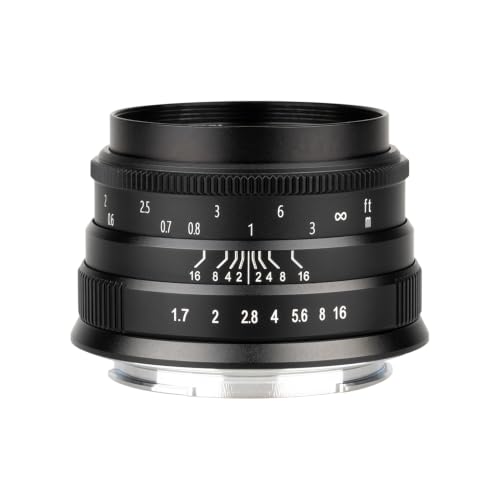 Brightin Star 35mm F1.7 Lens for Canon EF-M Mount Mirrorless Cameras, APS-C Manual Focus Large Aperture Prime Humanistic Lens Fit for M6, M50, M5, M3, M200, M10, M100, M, M2(Black) 35mm F1.7 Black