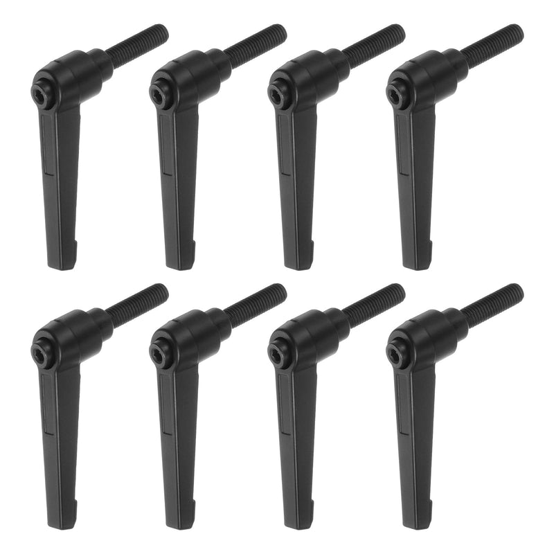 [Australia - AusPower] - 8pcs Adjustable Clamping Lever Handles M8 x 25mm Male Thread Bolt Knobs Rotating Screw Locking Quick Release Ratchet Push Button Handle, Black 