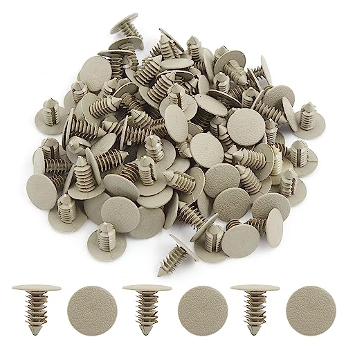 Unifizz 9mm khaki plastic push-in rivets for car door fender bumper clips, 100-piece set