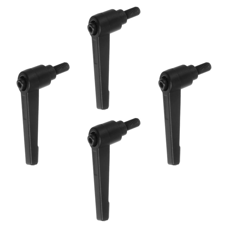 [Australia - AusPower] - 4pcs Adjustable Clamping Lever Handles M6 x 12mm Male Thread Bolt Knobs Rotating Screw Locking Quick Release Ratchet Push Button Handle, Black 