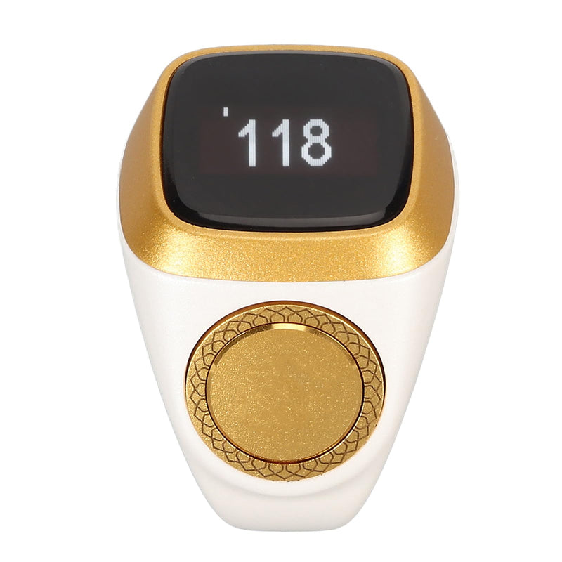 [Australia - AusPower] - 18mm Electronic Counter,Rechargeable BT CNC Finger,0.49in Digital Display Intelligent Step Counting with Vibration Reminder,APP Support (White) White 