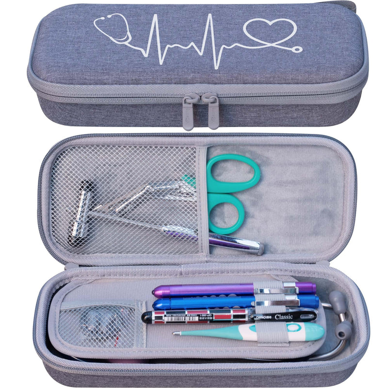 [Australia - AusPower] - ButterFox Premium Stethoscope Case with Divider and ID Slot for 3M Littmann Classic III, Cardiology IV Diagnostic and More Stethoscopes with Pocket for Nurse Accessories (Gray Heart) Gray Heart 