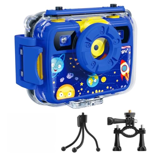 Ourlife 1080P Waterproof Camera Underwater Digital for Video Upgraded Navy-blue