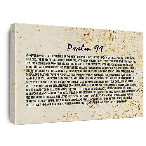 Inspirational Christian Canvas Wall Art 11.5x15 Inch Framed Psalm 91 Poster Multi6017