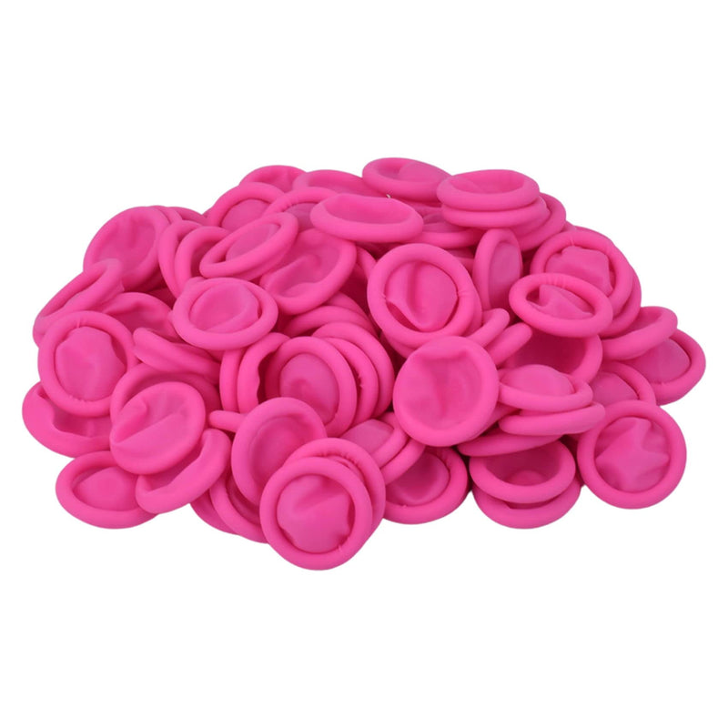 [Australia - AusPower] - 200 Pcs Finger Cots, Disposable Finger Protectors, Latex Anti-Static Finger Tip Rubber Protect Keeping Dressing Dry and Clean (Medium, Pink) Medium 