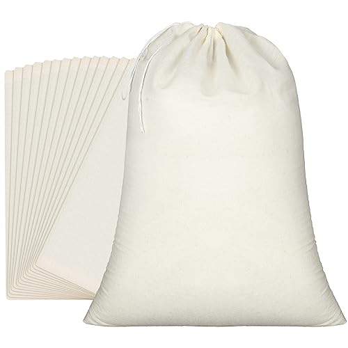 Pangda 15 Pcs Muslin Bags, Large Cotton Drawstring Bags, 22 x 24 Inch